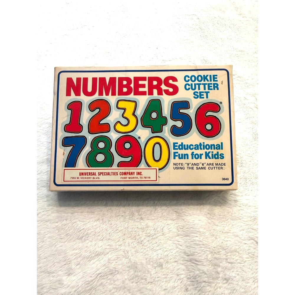 Vintage 1984‎ Fox Run Numbers Cookie Cutter Set Metal Retro 0-9 Birthday Baking